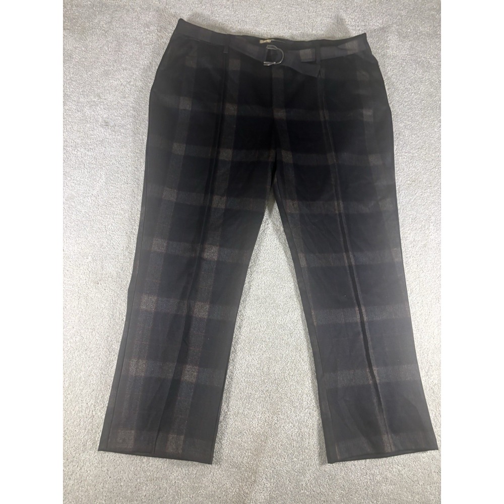 democracy plaid ab technology dress pants plaid tapered leg  Cropped‎ Belted 16 - Picture 2 of 9